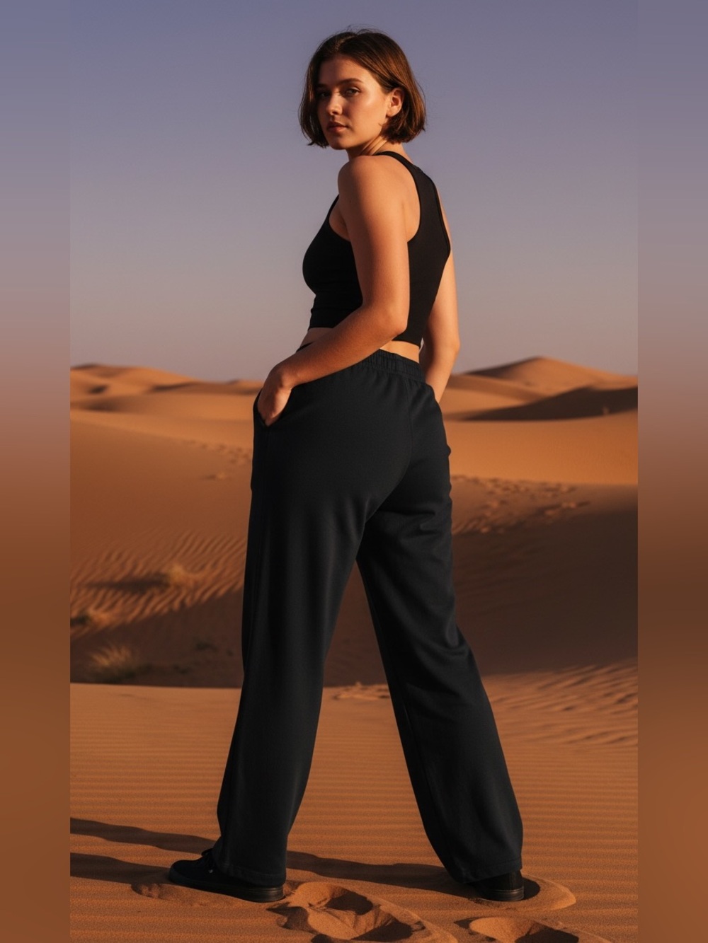AKS Black Wide-Leg Lounge Sweatpants